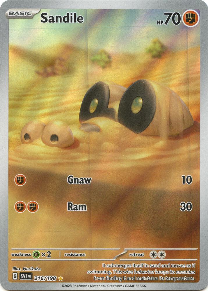 Pokemon Scarlet & Violet Base Set Sandile 216/198 Illustration Rare Holofoil Card