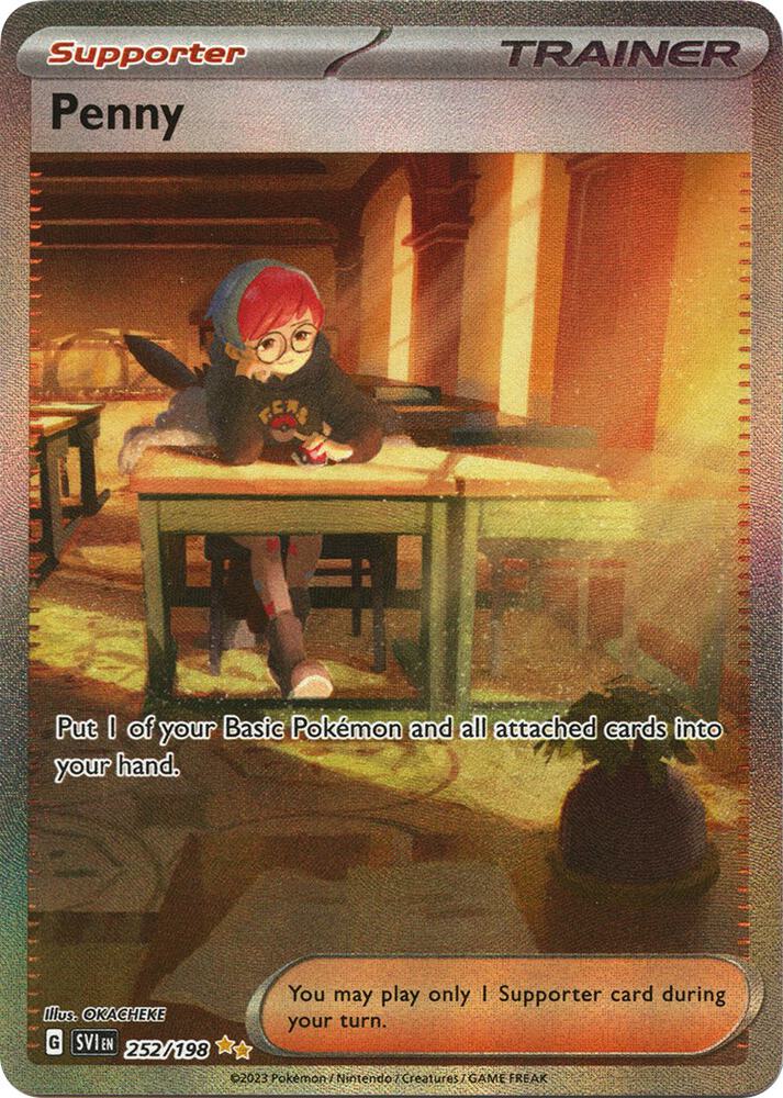 Pokemon Scarlet & Violet Base Set Penny 252/198 Special Illustration Rare Holofoil Card