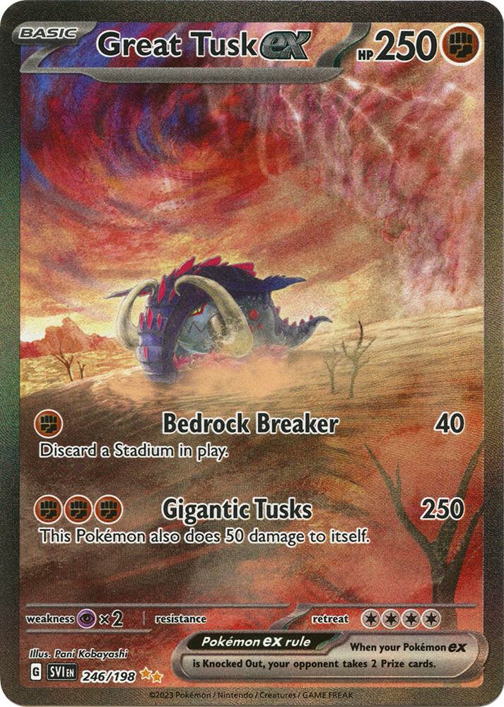 Pokemon Scarlet & Violet Base Set Great Tusk ex 246/198 Special Illustration Rare Holo Card