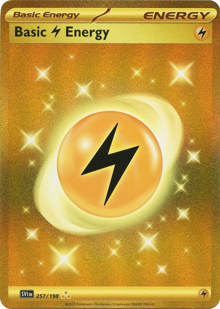 Pokemon Scarlet & Violet Base Set Basic Lightning Energy 257/198 Hyper Rare Holofoil Card