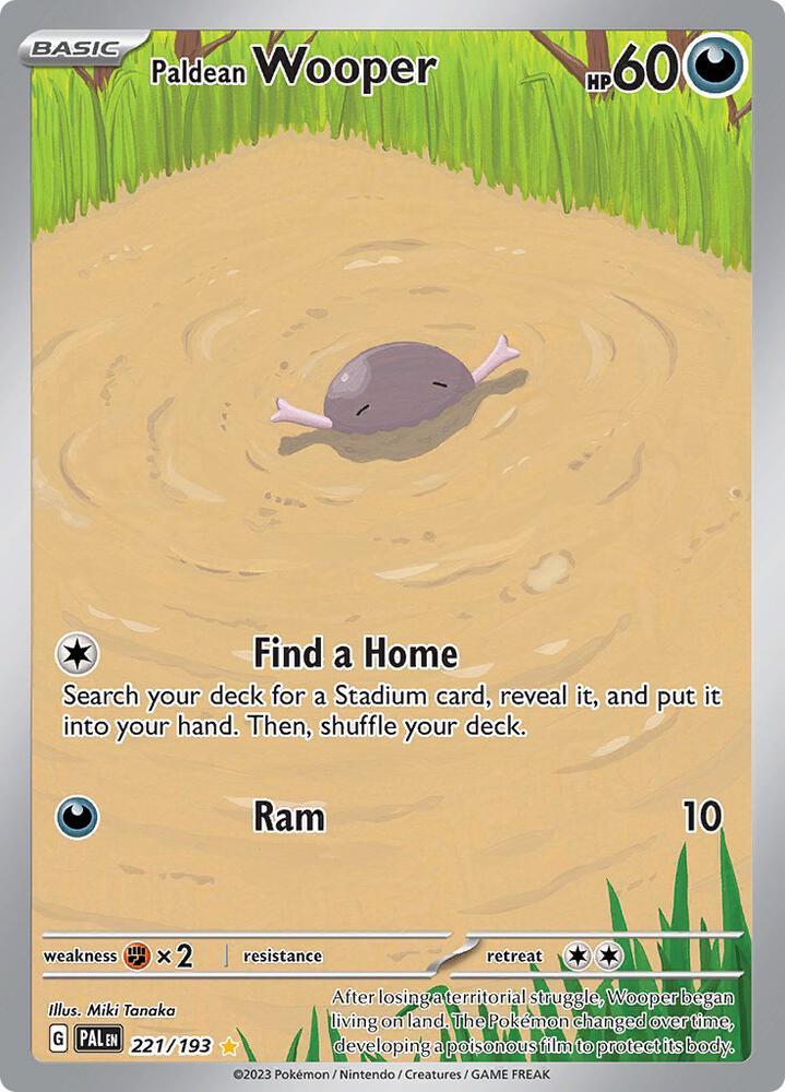 Pokemon Paldea Evolved Paldean Wooper 221/193 Illustration Rare Holofoil Card