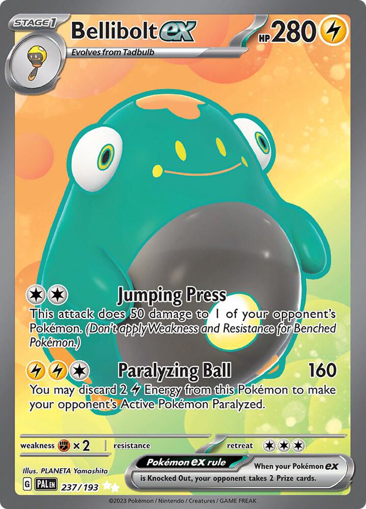 Pokemon Paldea Evolved Bellibolt ex 237/193 Ultra Rare Holo Card