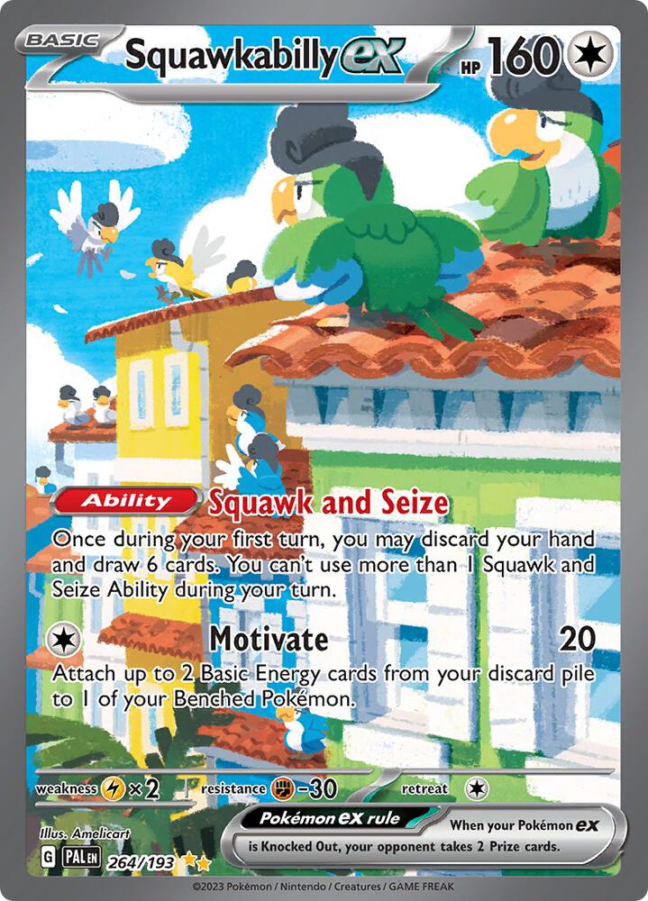 Pokemon Paldea Evolved Squawkabilly ex 264/193 Special Illustration Rare Holofoil Card