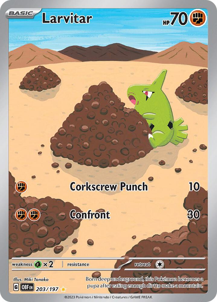 Pokemon Obsidian Flames Larvitar 203/197 Illustration Rare Holofoil Card