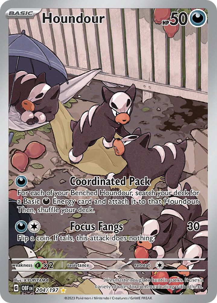 Pokemon Obsidian Flames Houndour 204/197 Illustration Rare Holofoil Card - stylecreep.com