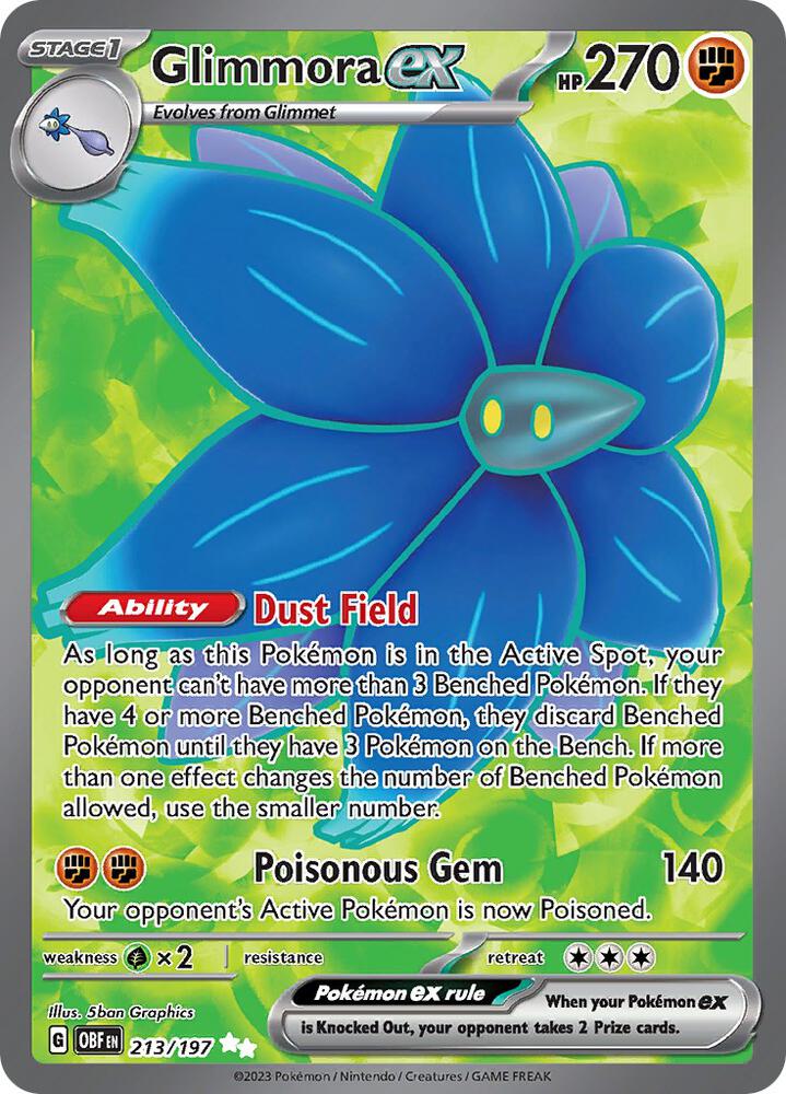 Pokemon Obsidian Flames Glimmora ex 213/197 Ultra Rare Holofoil Card