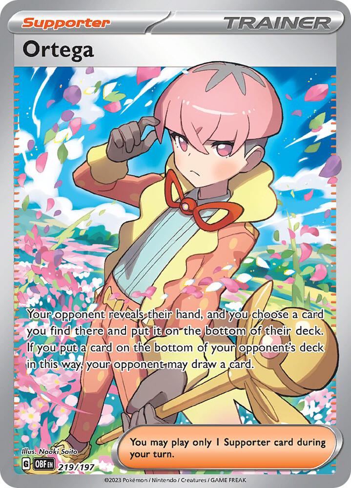Pokemon Obsidian Flames Ortega 219/197 Ultra Rare Holofoil Card