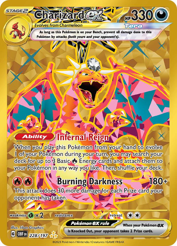 Pokemon Obsidian Flames Charizard ex 228/197 Hyper Rare Holo Card