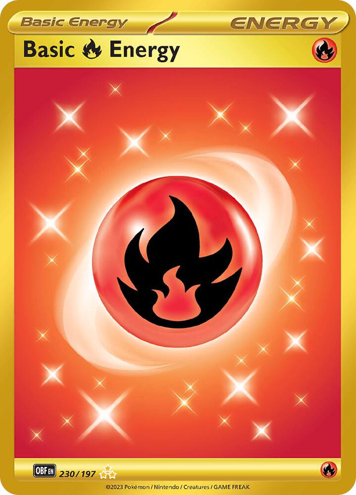 Pokemon Obsidian Flames Basic Energy Fire 230/197 Hyper Rare Holofoil Card