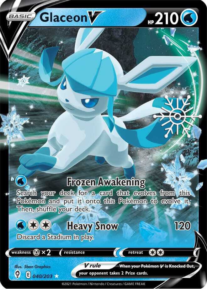 Pokemon SWSH Holiday Calander Snowflake Promo Glaceon V 040/203 Card (SEALED) - stylecreep.com