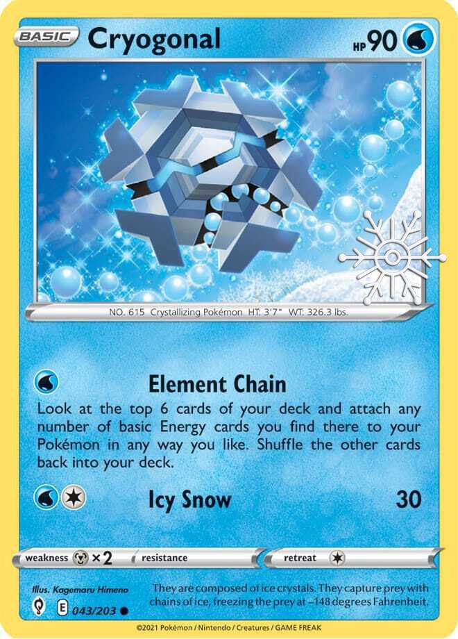Pokemon SWSH Holiday Calander Snowflake Promo Cryogonal 043/203 Card (SEALED) - stylecreep.com