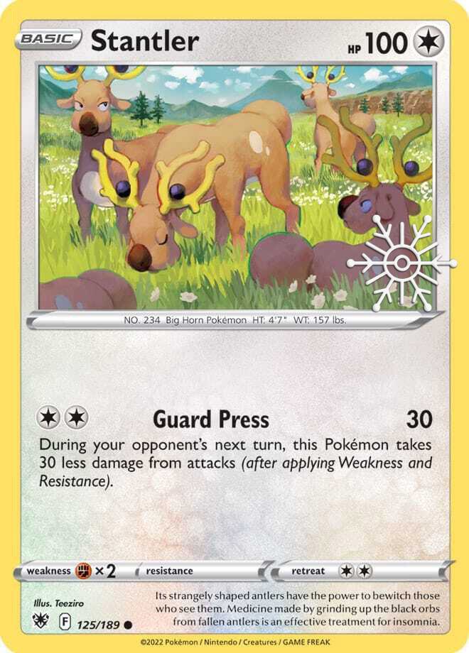 Pokemon SWSH Holiday Calander Snowflake Promo Stantler 125/189 Card (SEALED) - stylecreep.com