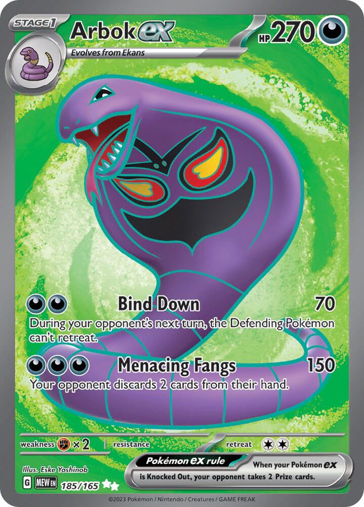 Pokemon SV: 151 Arbok ex 185/165 Ultra Rare Holo Card
