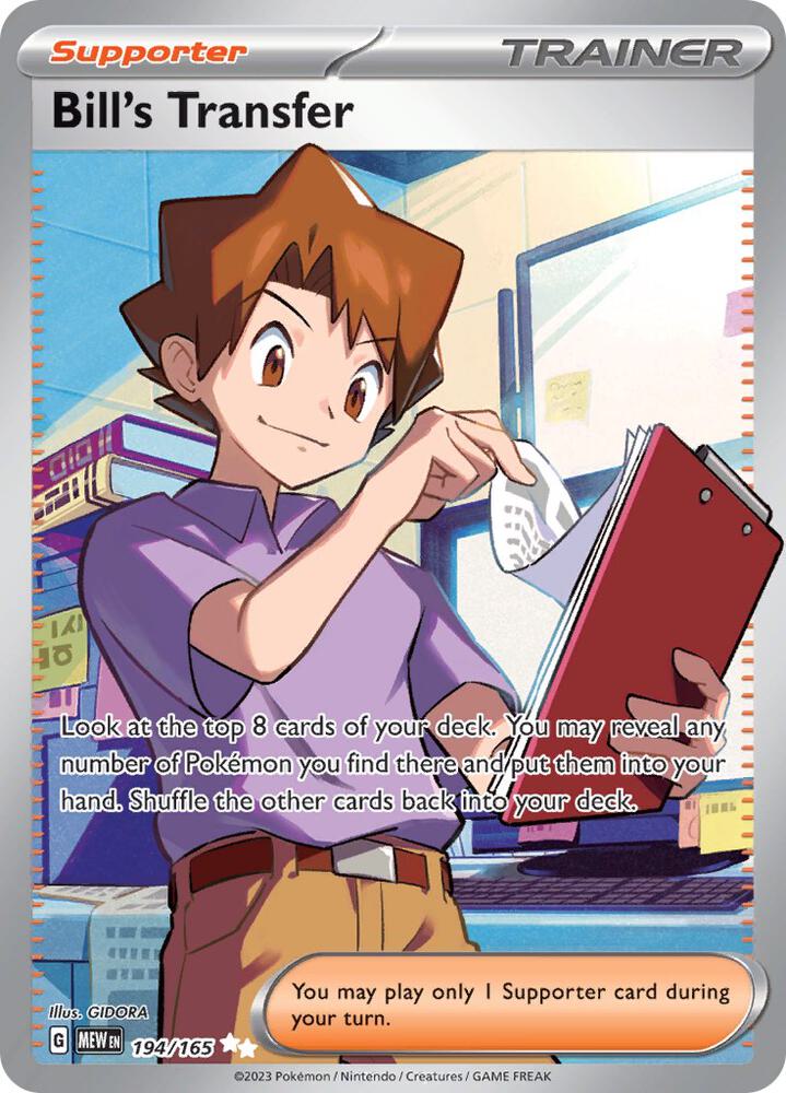 Pokemon SV: 151 Bill's Transfer 194/165 Ultra Rare Holo Card