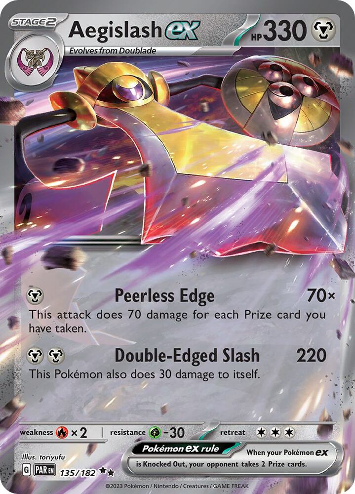 Pokemon Paradox Rift Aegislash ex 135/182 Double Rare Holo Card - stylecreep.com
