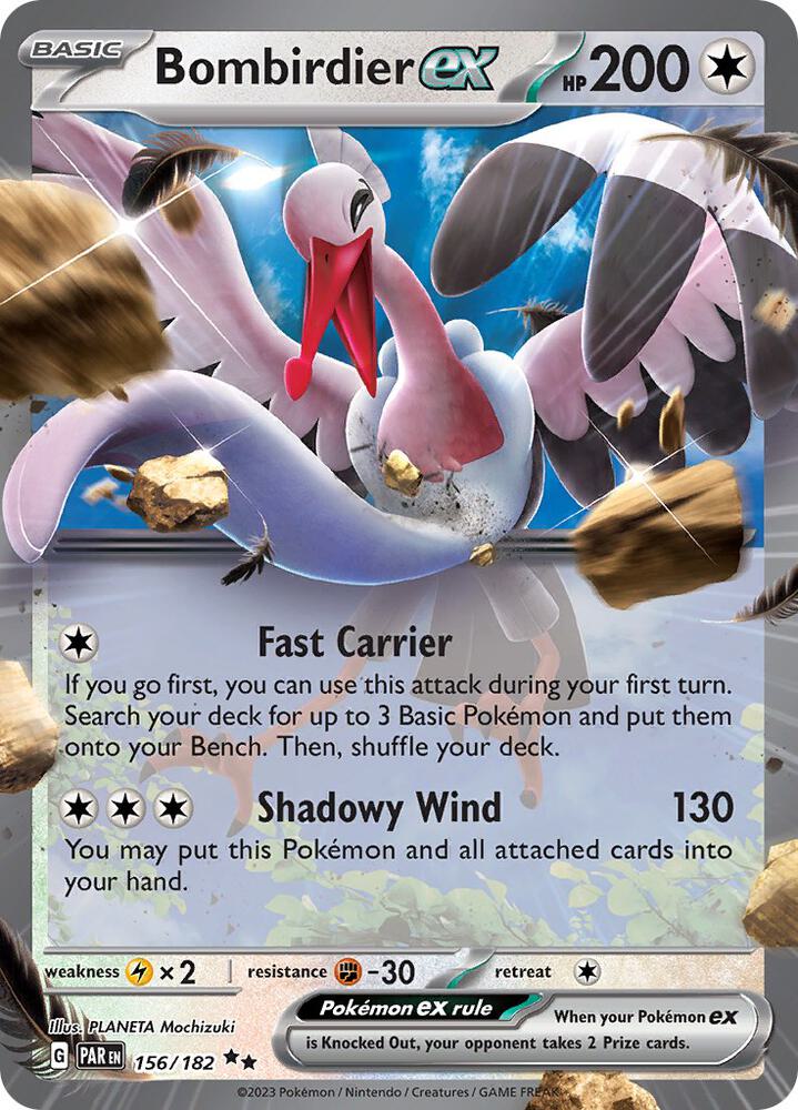 Pokemon Paradox Rift Bombirdier ex 156/182 Double Rare Holo Card - stylecreep.com