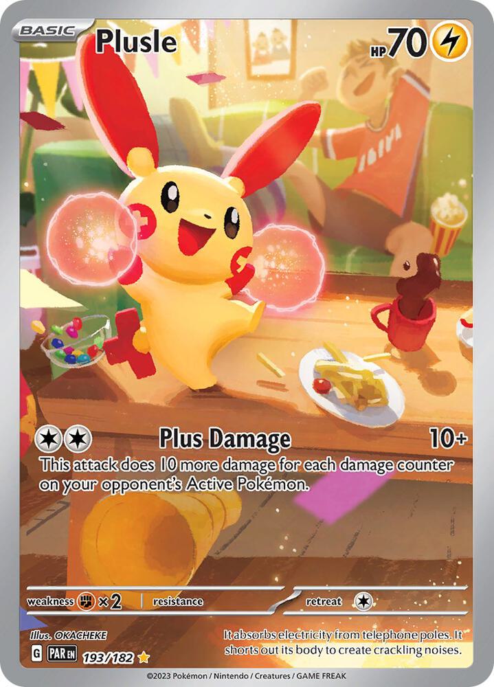 Pokemon Paradox Rift Plusle 193/182 Illustration Rare Holofoil Card