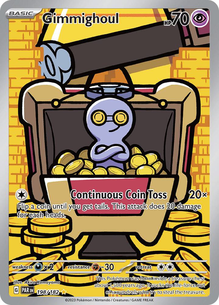 Pokemon Paradox Rift Gimmighoul 198/182 Illustration Rare Holofoil Card