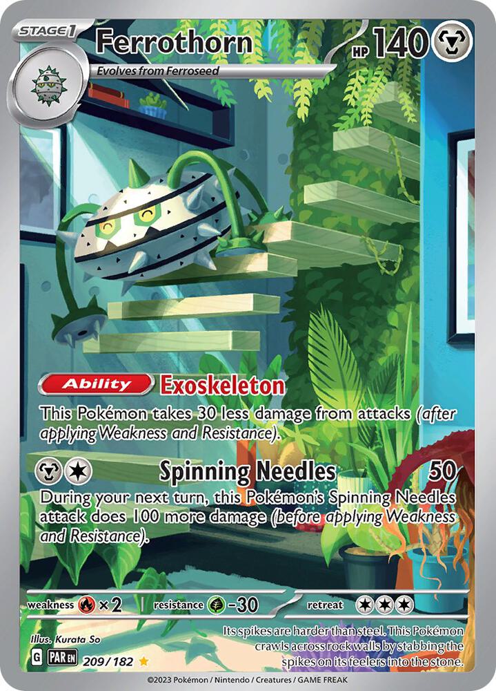 Pokemon Paradox Rift Ferrothorn 209/182 Illustration Rare Holofoil Card
