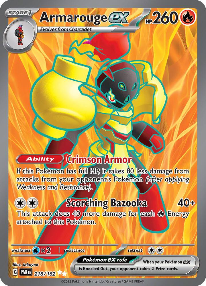 Pokemon Paradox Rift Armarouge ex 218/182 Ultra Rare Holo Card