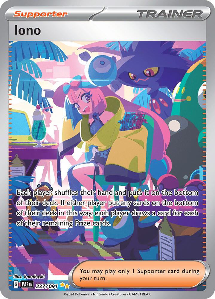 Pokemon Paldean Fates Iono 237/091 Ultra Rare Holofoil Card