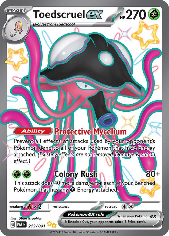 Pokemon Paldean Fates Toedscruel ex 213/091 Shiny Ultra Rare Holofoil Card - stylecreep.com