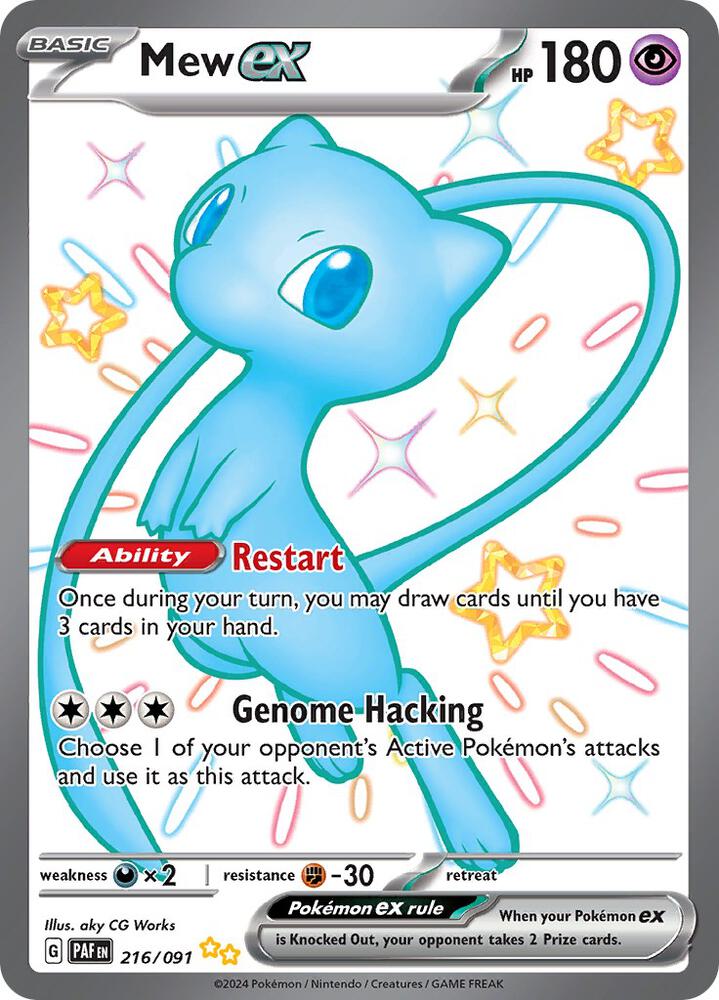 Pokemon Paldean Fates Mew ex 216/091 Shiny Ultra Rare Holofoil Card