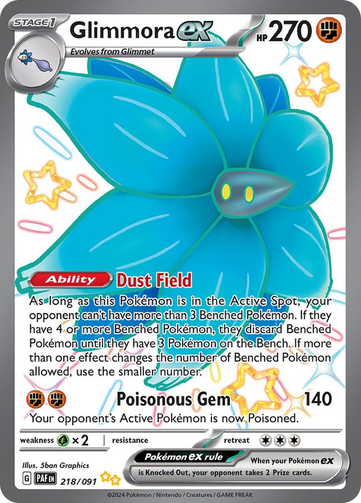 Pokemon Paldean Fates Glimmora ex 218/091 Shiny Ultra Rare Holofoil Card - stylecreep.com