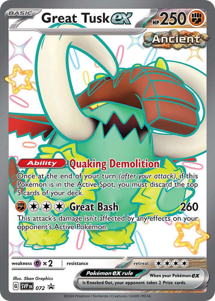 Pokemon Scarlet & Violet Promo Great Tusk ex 072 Promo Holofoil Card - stylecreep.com