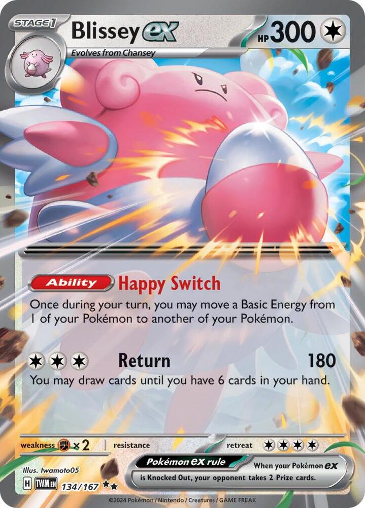 Pokemon Twilight Masquerade Blissey ex 134/167 Double Rare Holo Card - stylecreep.com