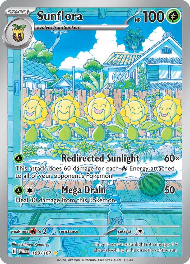 Pokemon Twilight Masquerade Sunflora 169/167 Illustration Rare Holofoil Card - stylecreep.com