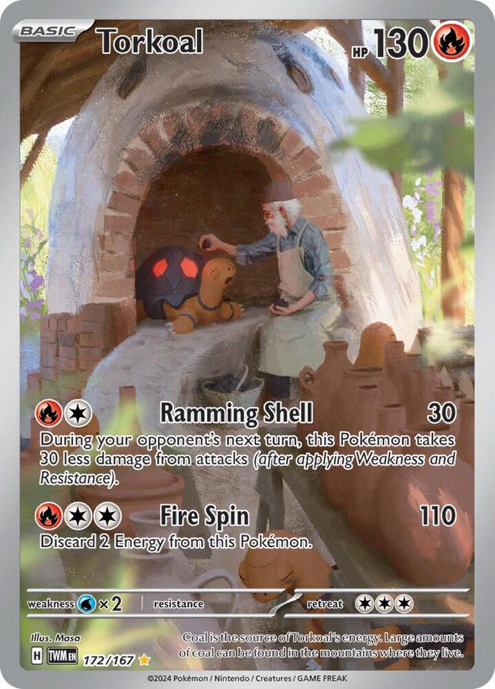 Pokemon Twilight Masquerade Torkoal 172/167 Illustration Rare Holofoil Card