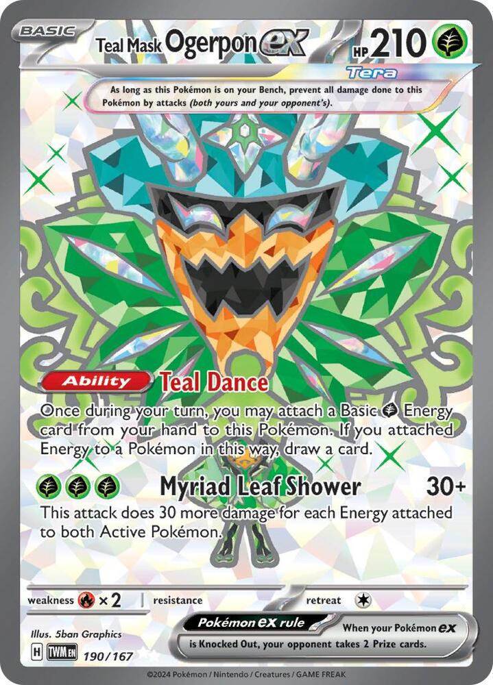 Pokemon Twilight Masquerade Teal Mask Ogerpon ex 190/167 Ultra Rare Holofoil Card