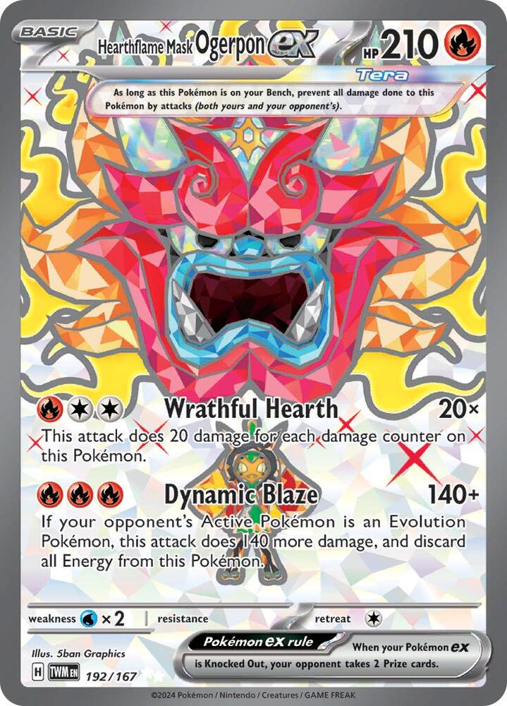 Pokemon Twilight Masquerade Hearthflame Mask Ogerpon ex 192/167 Ultra Rare Holofoil Card