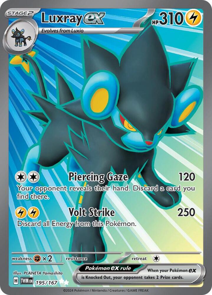 Pokemon Twilight Masquerade Luxray ex 195/167 Ultra Rare Holofoil Card