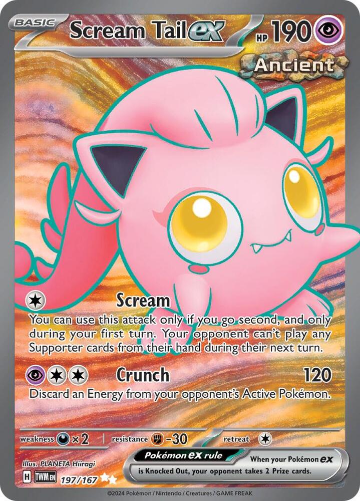 Pokemon Twilight Masquerade Scream Tail ex 197/167 Ultra Rare Holofoil Card - stylecreep.com