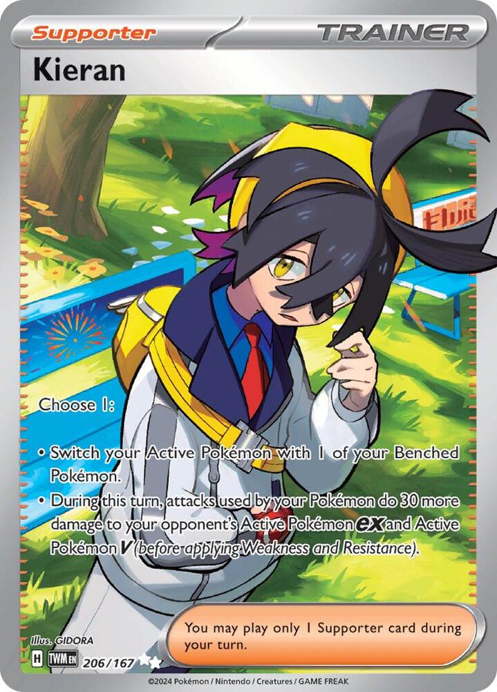 Pokemon Twilight Masquerade Kieran 206/167 Ultra Rare Holofoil Card
