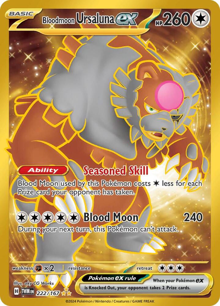 Pokemon Twilight Masquerade Bloodmoon Ursaluna ex 222/167 Hyper Rare Holofoil Card