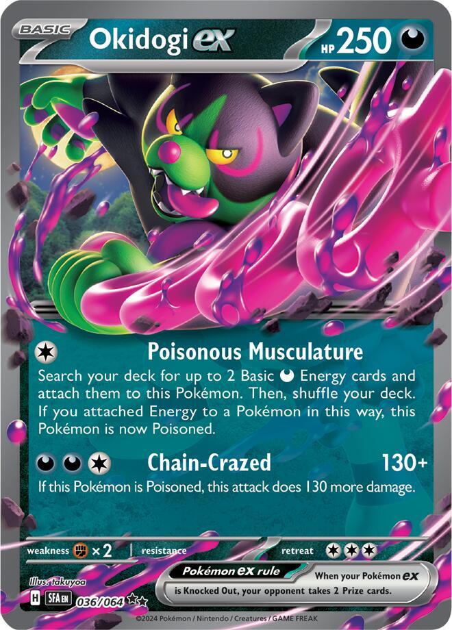 Pokemon Shrouded Fable Okidogi ex 036/064 Double Rare Holo Card - stylecreep.com