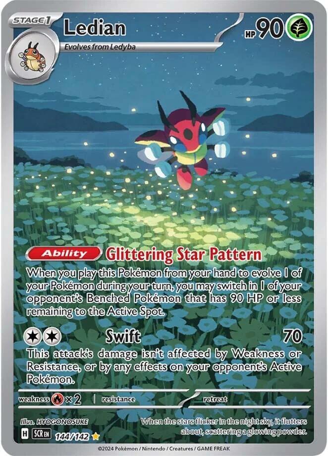 Pokemon Stellar Crown Ledian 144/142 Illustration Rare Holofoil Card - stylecreep.com