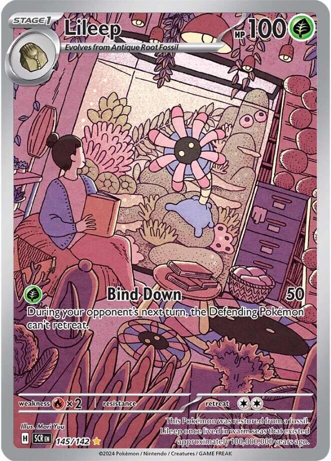 Pokemon Stellar Crown Lileep 145/142 Illustration Rare Holofoil Card