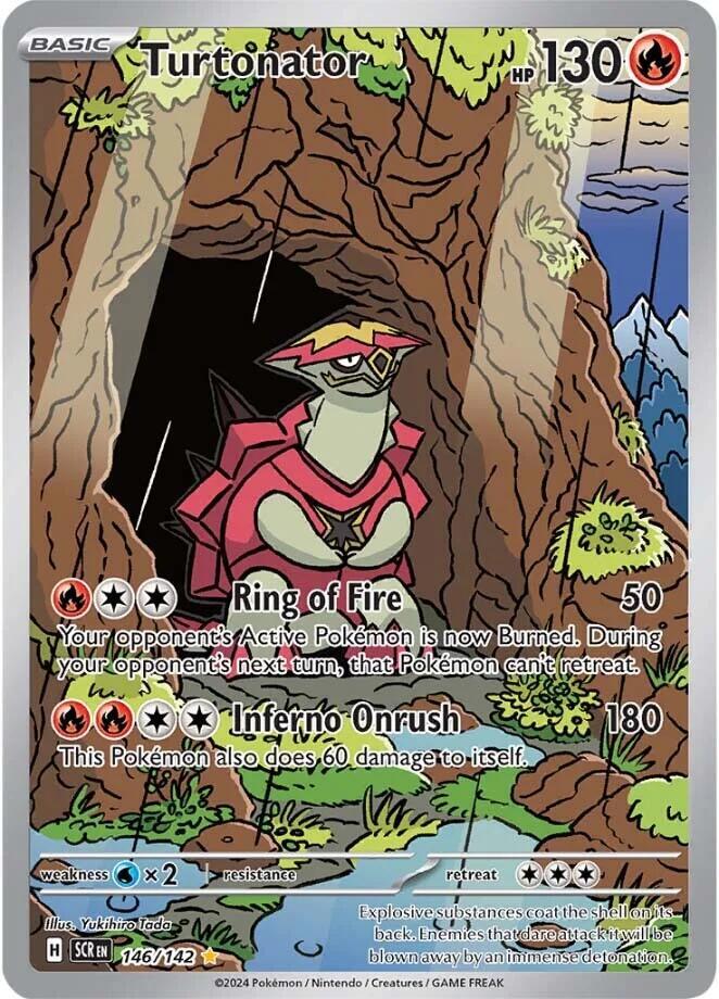 Pokemon Stellar Crown Turtonator 146/142 Illustration Rare Holofoil Card