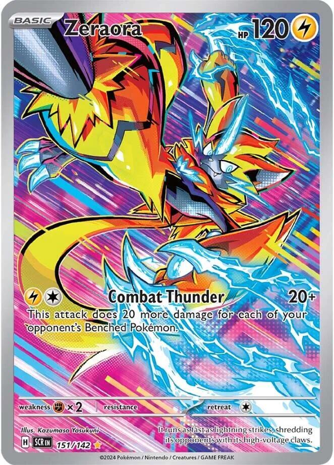 Pokemon Stellar Crown Zeraora 151/142 Illustration Rare Holofoil Card