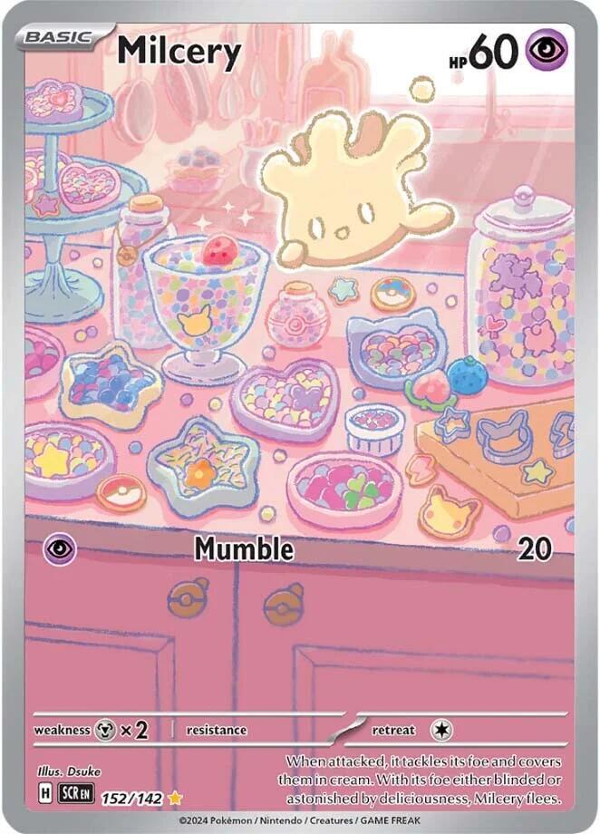 Pokemon Stellar Crown Milcery 152/142 Illustration Rare Holofoil Card