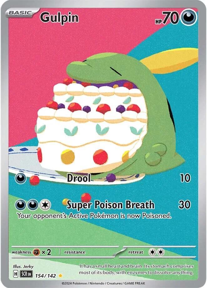 Pokemon Stellar Crown Gulpin 154/142 Illustration Rare Holofoil Card - stylecreep.com
