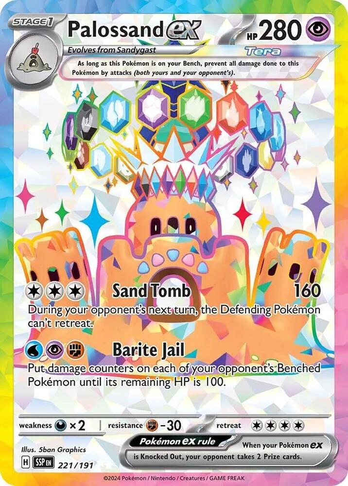 Pokemon Surging Sparks Palossand ex 221/191 Ultra Rare Holofoil Card