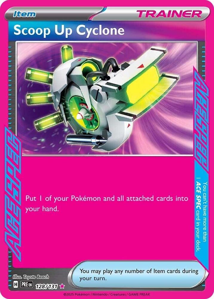 Pokemon Prismatic Evolutions Scoop Up Cyclone 128/131 ACE SPEC Rare Holofoil Card