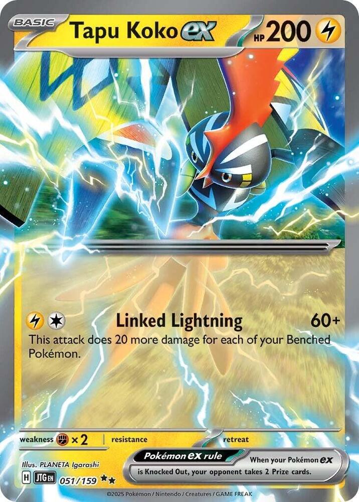 Pokemon Journey Together Tapu Koko ex 051/159 Double Rare Card - stylecreep.com