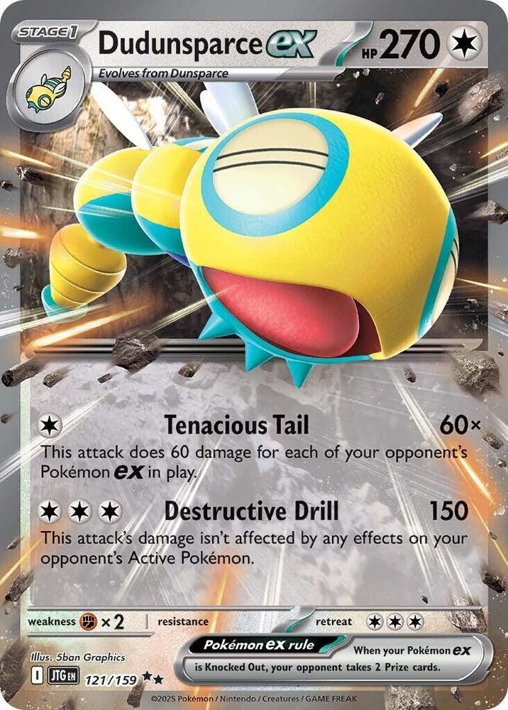 Pokemon Journey Together Dudunsparce ex 121/159 Double Rare Card - stylecreep.com
