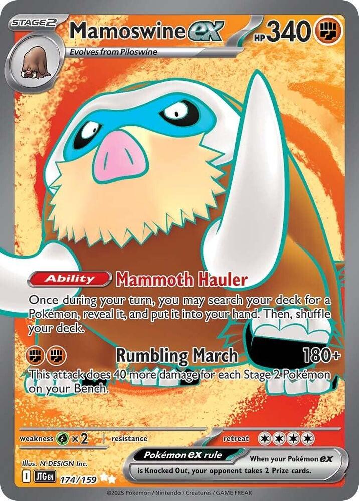 Pokemon Journey Together Mamoswine ex 174/159 Ultra Rare Holo Card